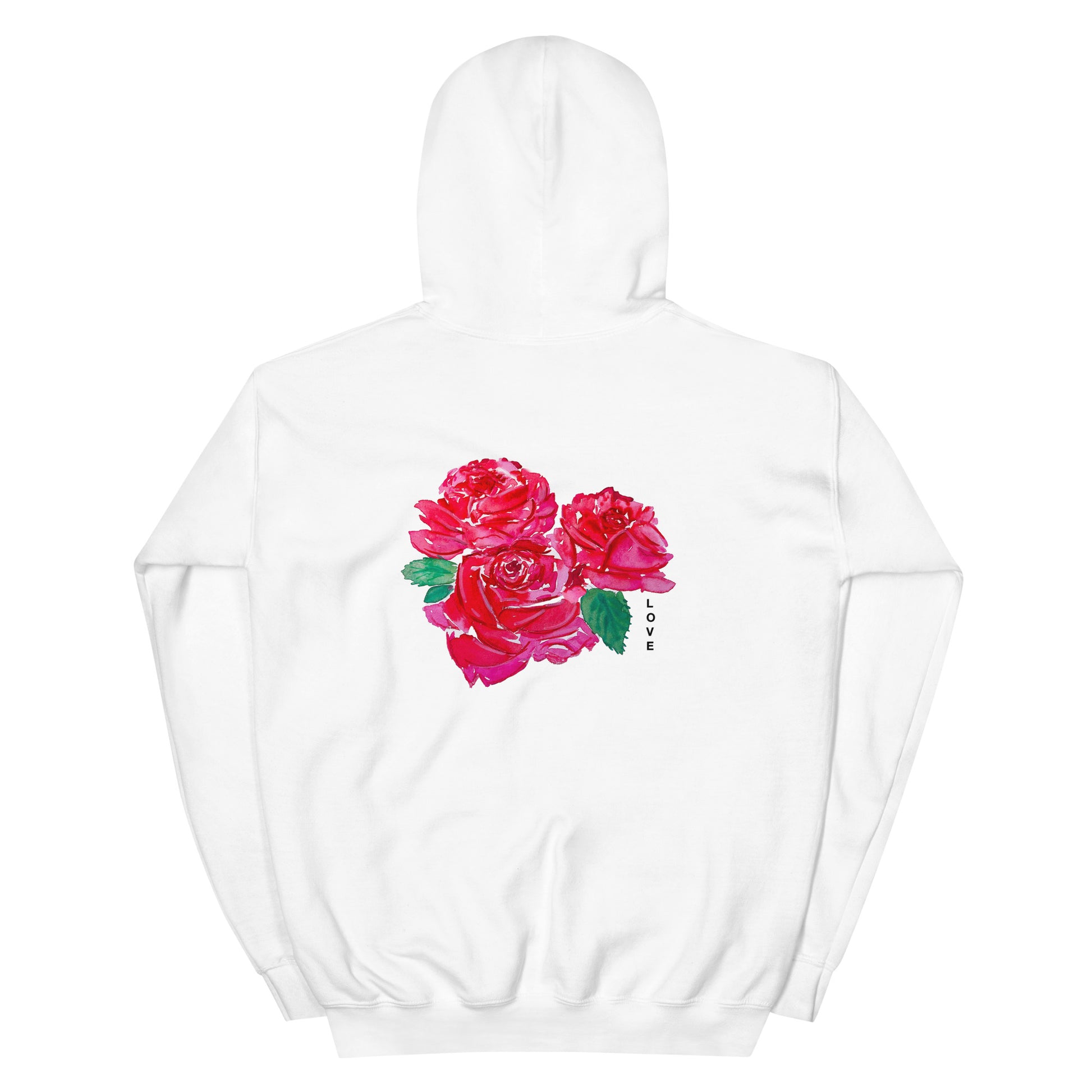 Weißer Love-Hoodie aus Baumwolle – mit Rosenmotiv