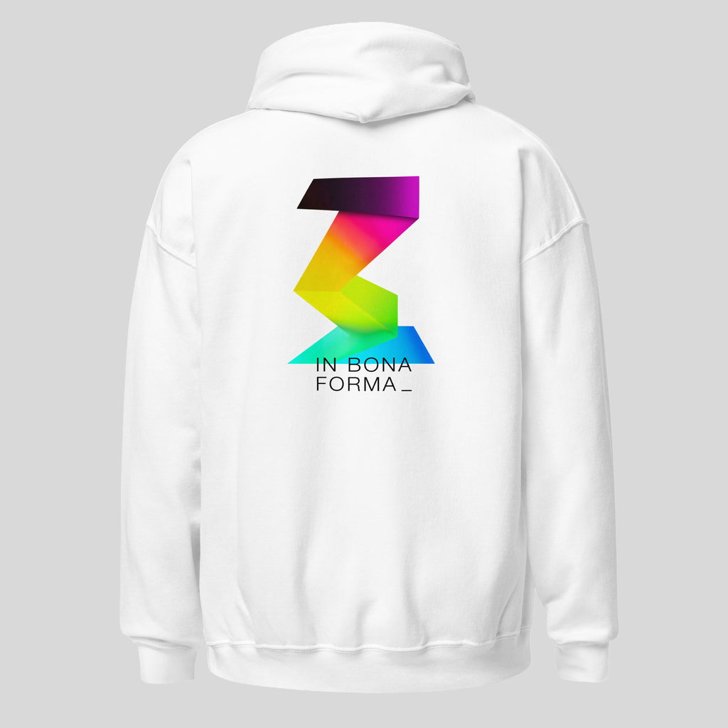 Unisex Streetwear Hoodie „IN BONA FORMA“ von buntestriche – Rückseite mit großem Grafikdesign