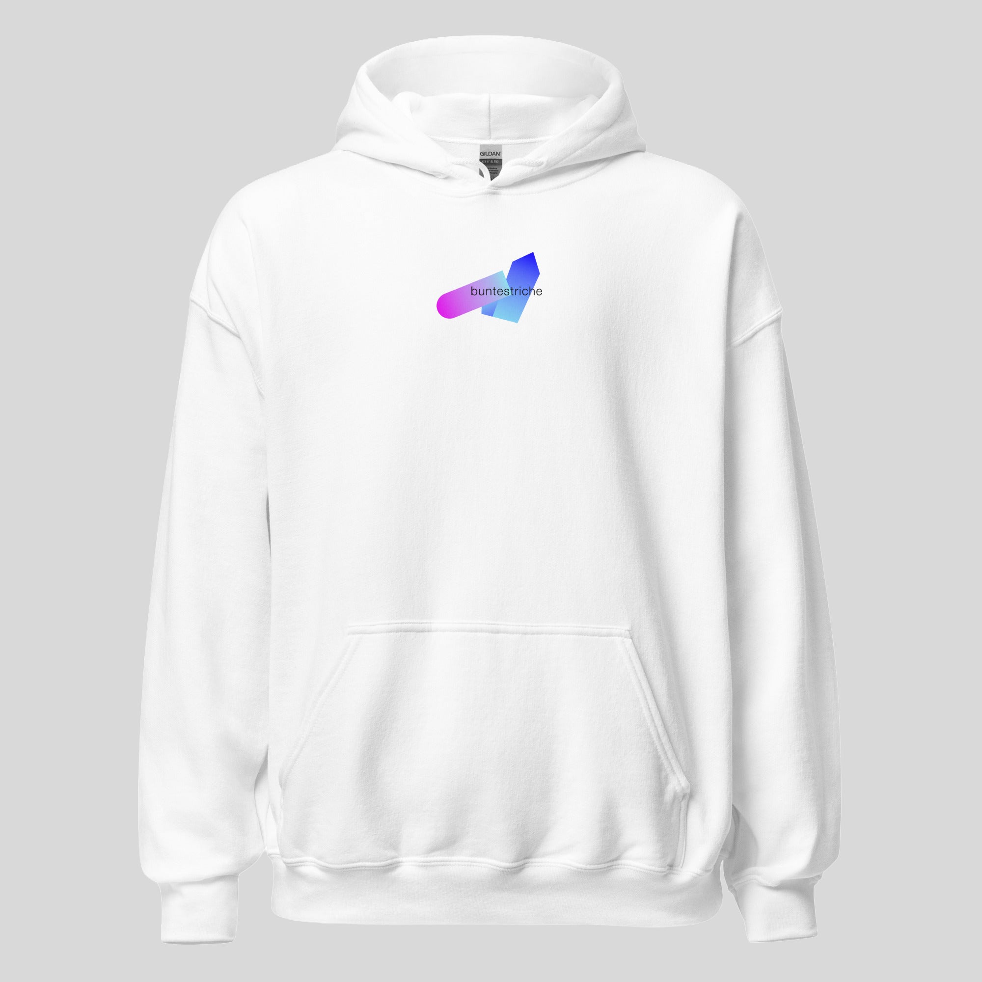 Unisex Hoodie „IN BONA FORMA“ von buntestriche – Vorderansicht mit minimalem Frontlogo