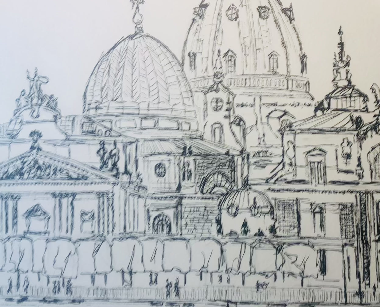 Video: Aquarell-Kunstdruck der Brühlschen Terrasse in Dresden