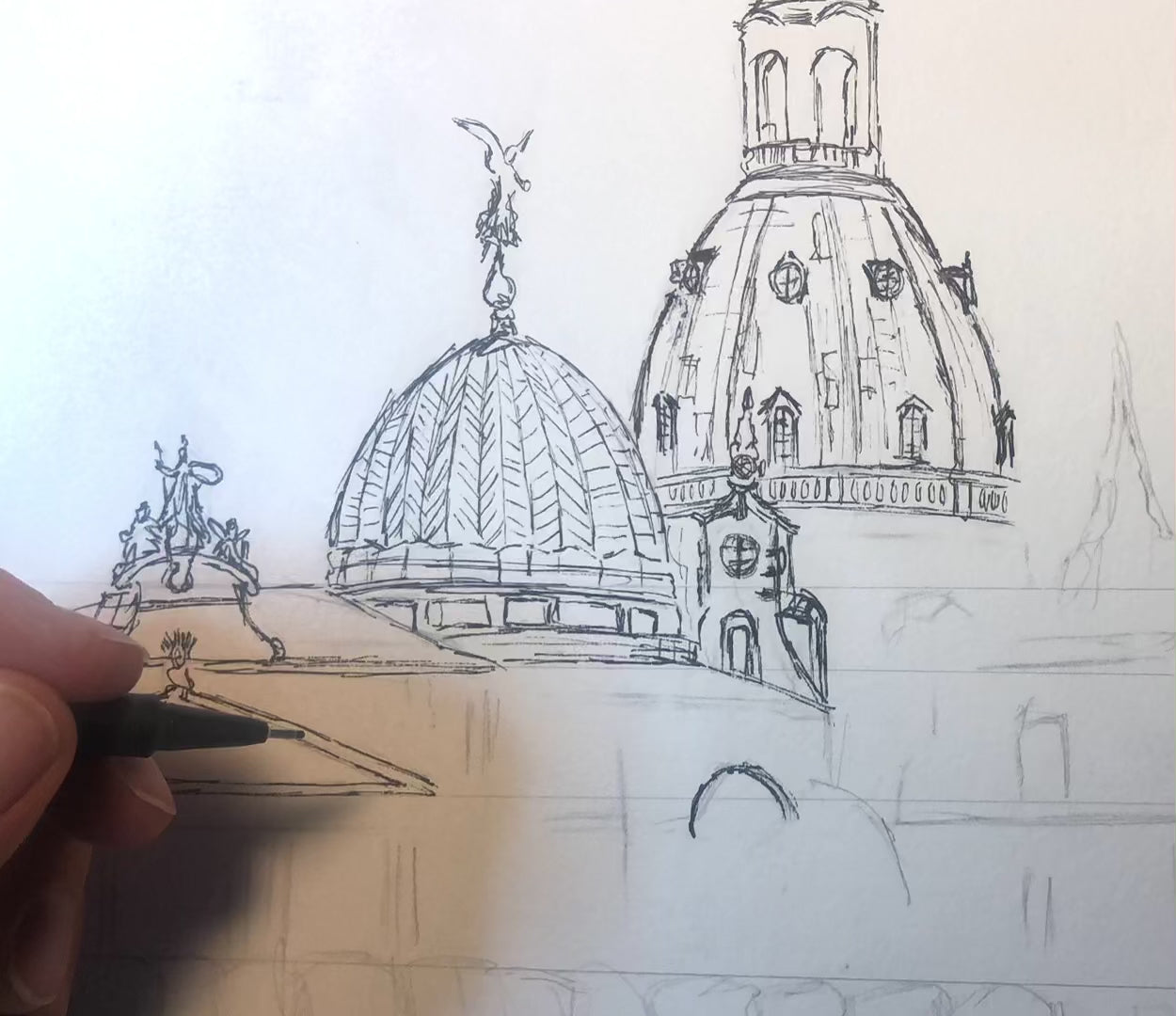 Video: Aquarell-Kunstdruck der Brühlschen Terrasse in Dresden