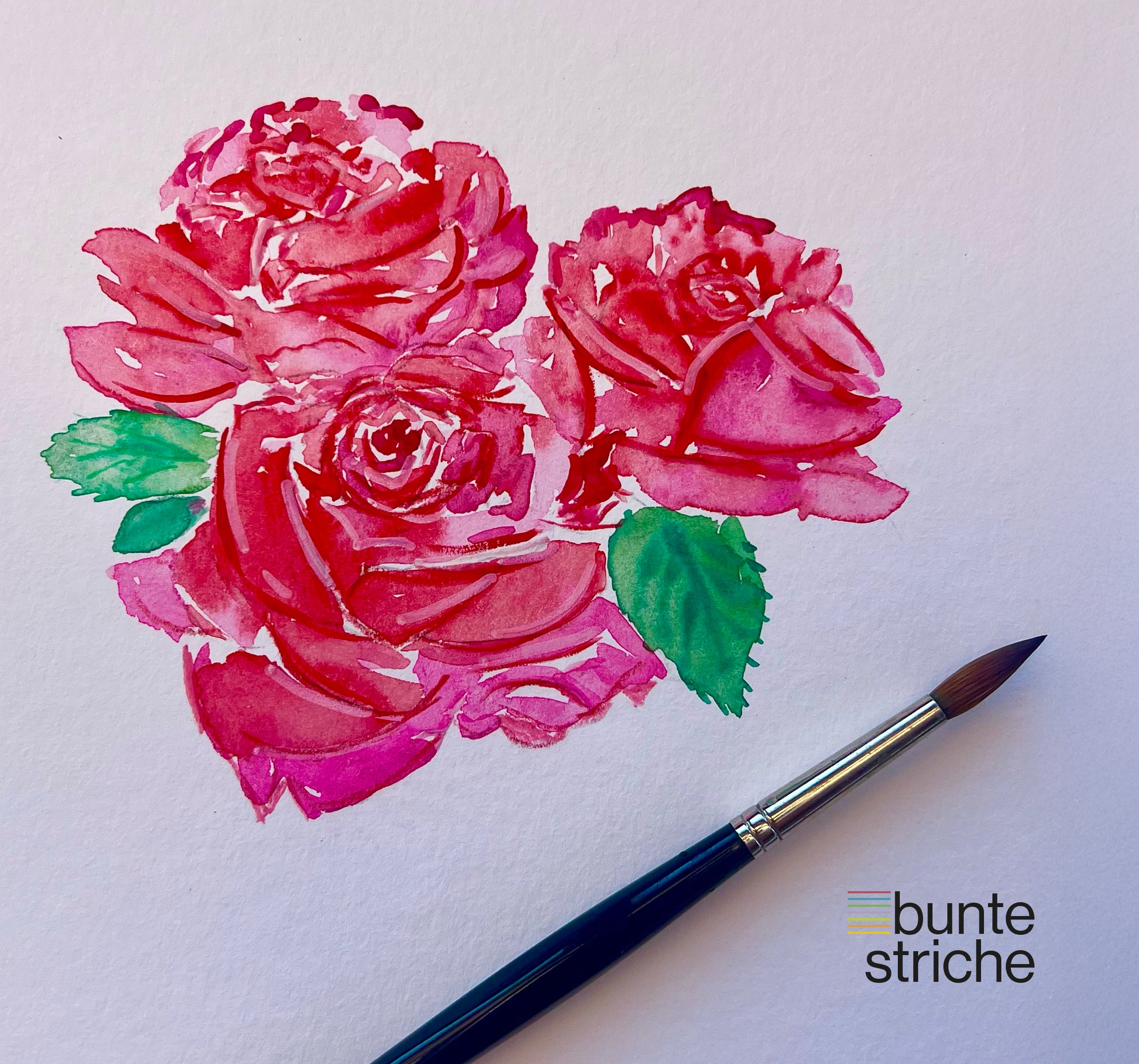Rosenmotiv auf Aquarellpapier, Originalart von buntestriche
