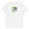 Weißes Bio-Unisex-T-Shirt mit stilisierten Aufdruck, welcher die Schwäbische Alb abbildet