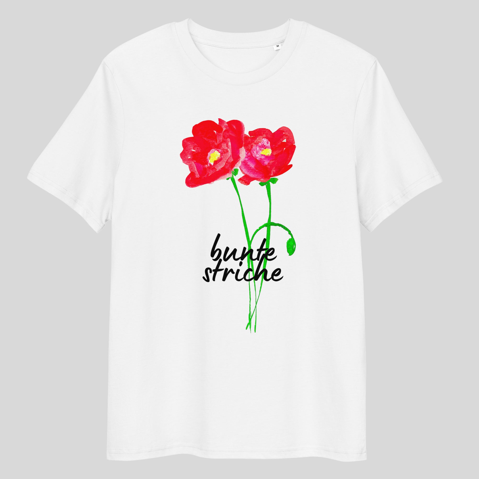 Weißes Mohnblumen T-Shirt aus Bio-Baumwolle – nachhaltige Mode für den Sommer